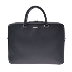 BURBERRY Grainy Leather Briefcase Black Calfskin Business Bag